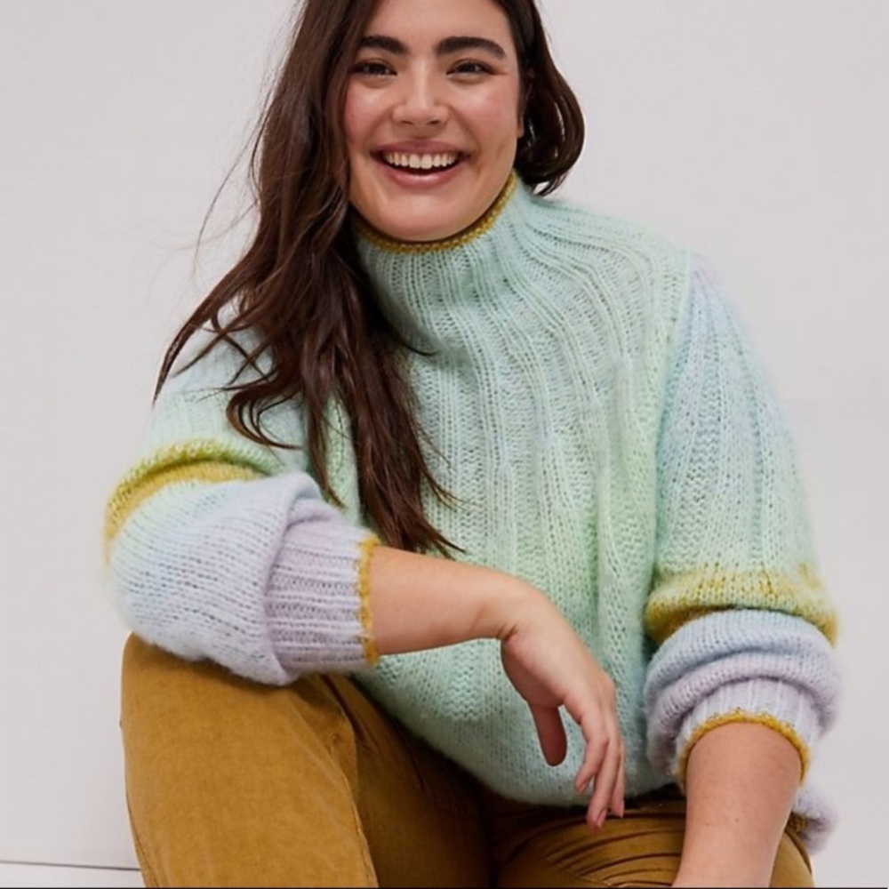 SOLD!! Anthropologie Perri ombré Alpaca tunic sweater mock neck NWOT mint - Picture 2 of 15
